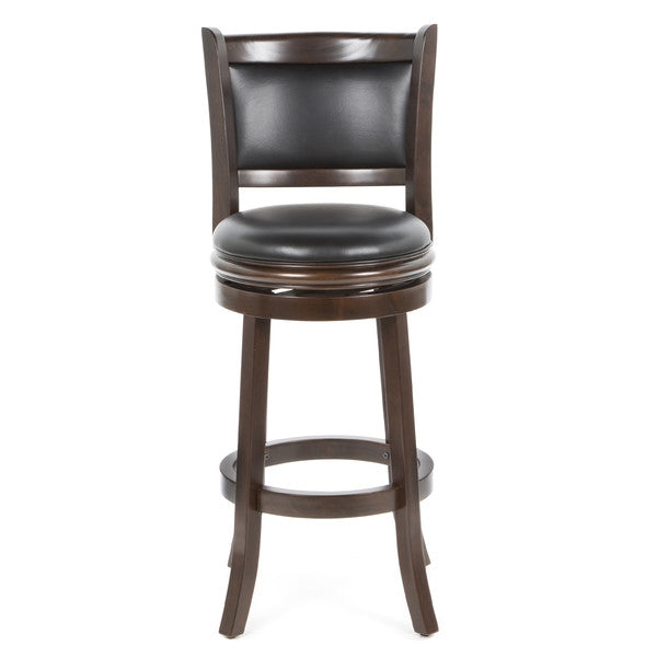 Cappuccino 29-inch Swivel Barstool with Faux Leather Cushion Seat-1