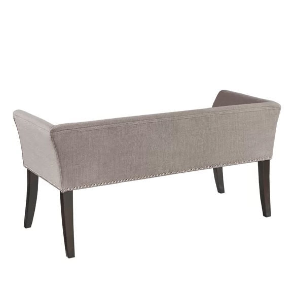 Modern Mid-Century Grey Upholstered Accent Bench-4