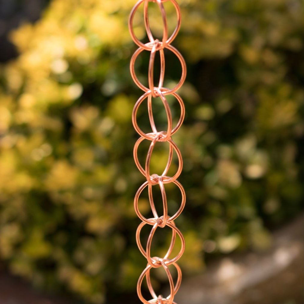 Pure Copper Rings 8.5-ft Rain Chain Rain Gutter Downspout-1