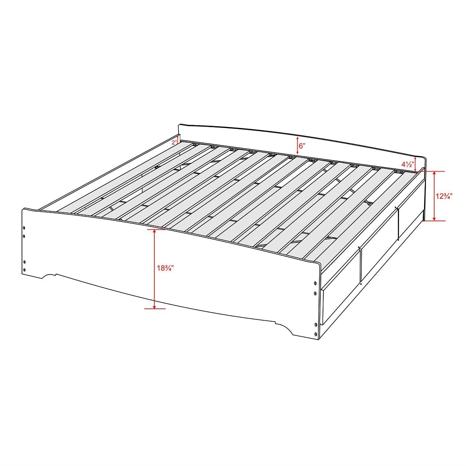 King size Modern Espresso Platform Bed Frame with 6 Storage Drawers-3