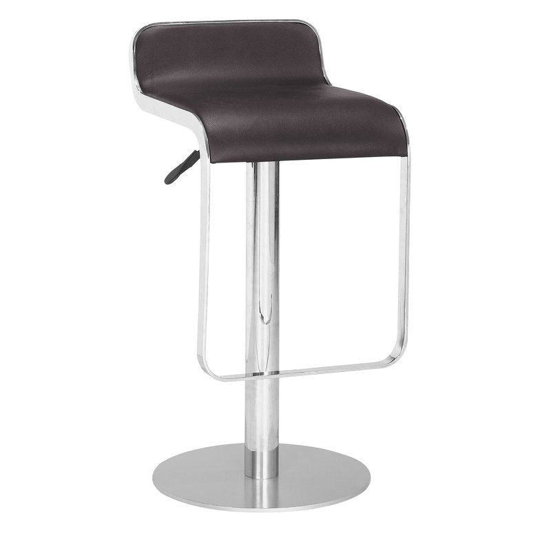 Modern Bar Stool with Espresso Brown Faux Leather Swivel Seat-0