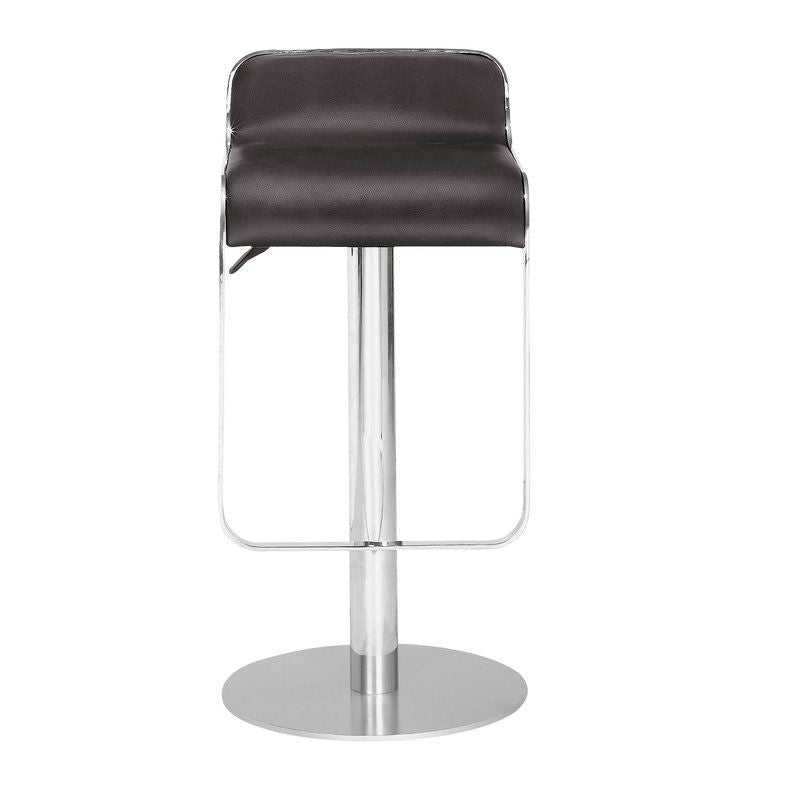 Modern Bar Stool with Espresso Brown Faux Leather Swivel Seat-1