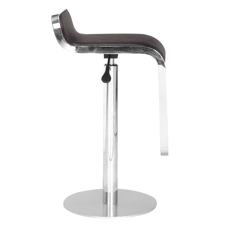 Modern Bar Stool with Espresso Brown Faux Leather Swivel Seat-2