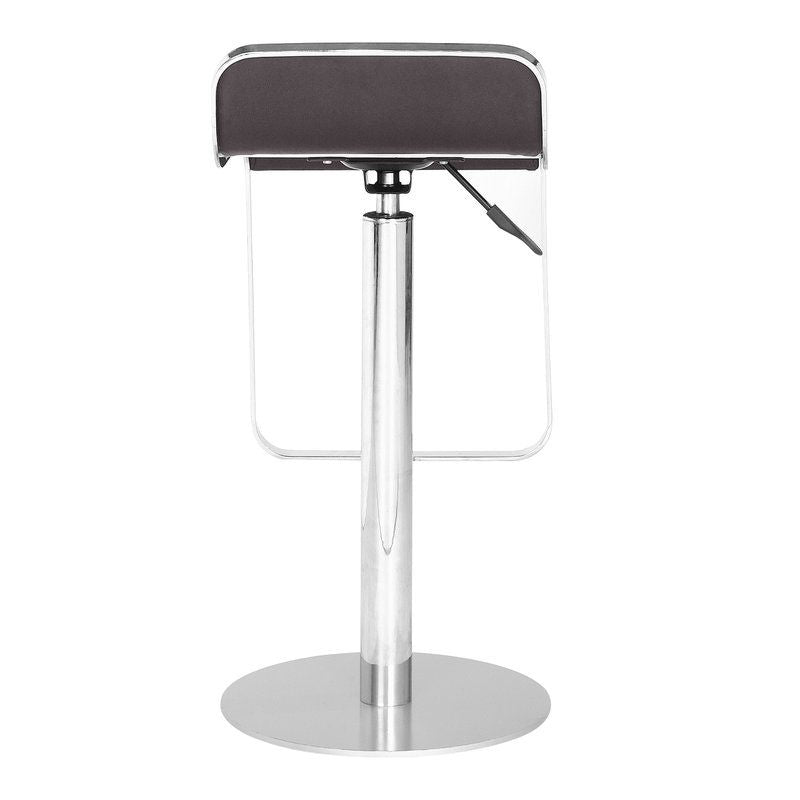 Modern Bar Stool with Espresso Brown Faux Leather Swivel Seat-3