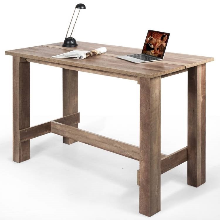 Modern Farmhouse Brown Wood 55-inch Counter Height Dining Table Computer Desk-3
