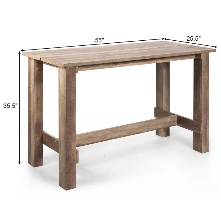 Modern Farmhouse Brown Wood 55-inch Counter Height Dining Table Computer Desk-4