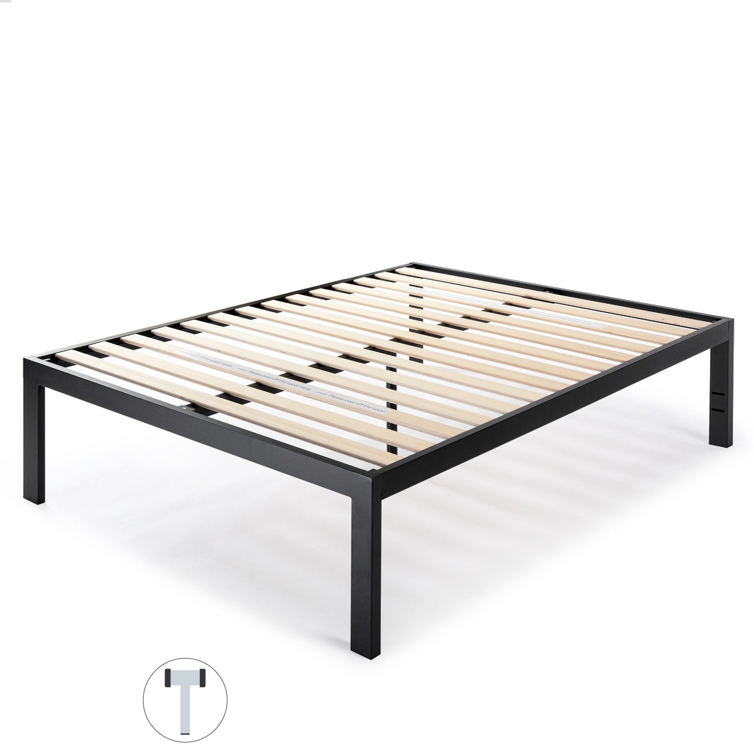 Full size 18 Inch Easy Assemble Metal Platform Bed Frame Wooden Slats-0