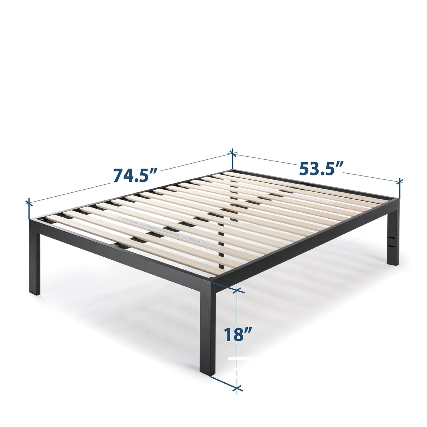 Full size 18 Inch Easy Assemble Metal Platform Bed Frame Wooden Slats-2