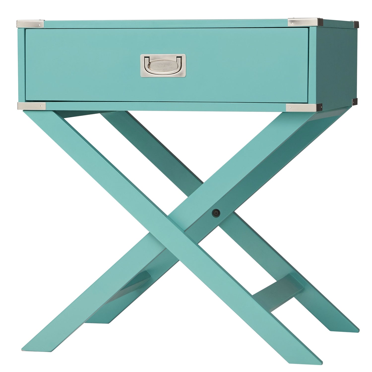 Marine Green Turquoise 1-Drawer Modern End Table Nightstand-0