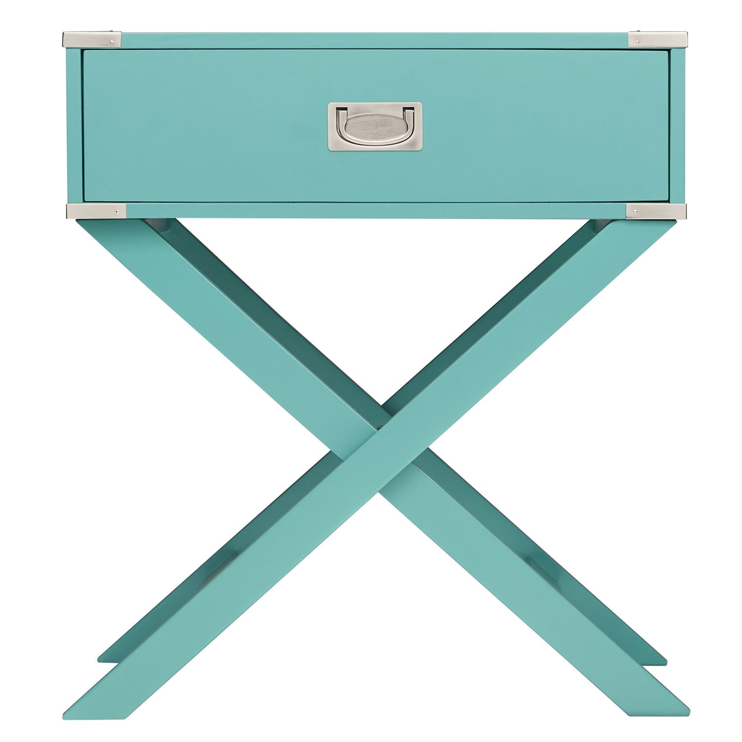 Marine Green Turquoise 1-Drawer Modern End Table Nightstand-1