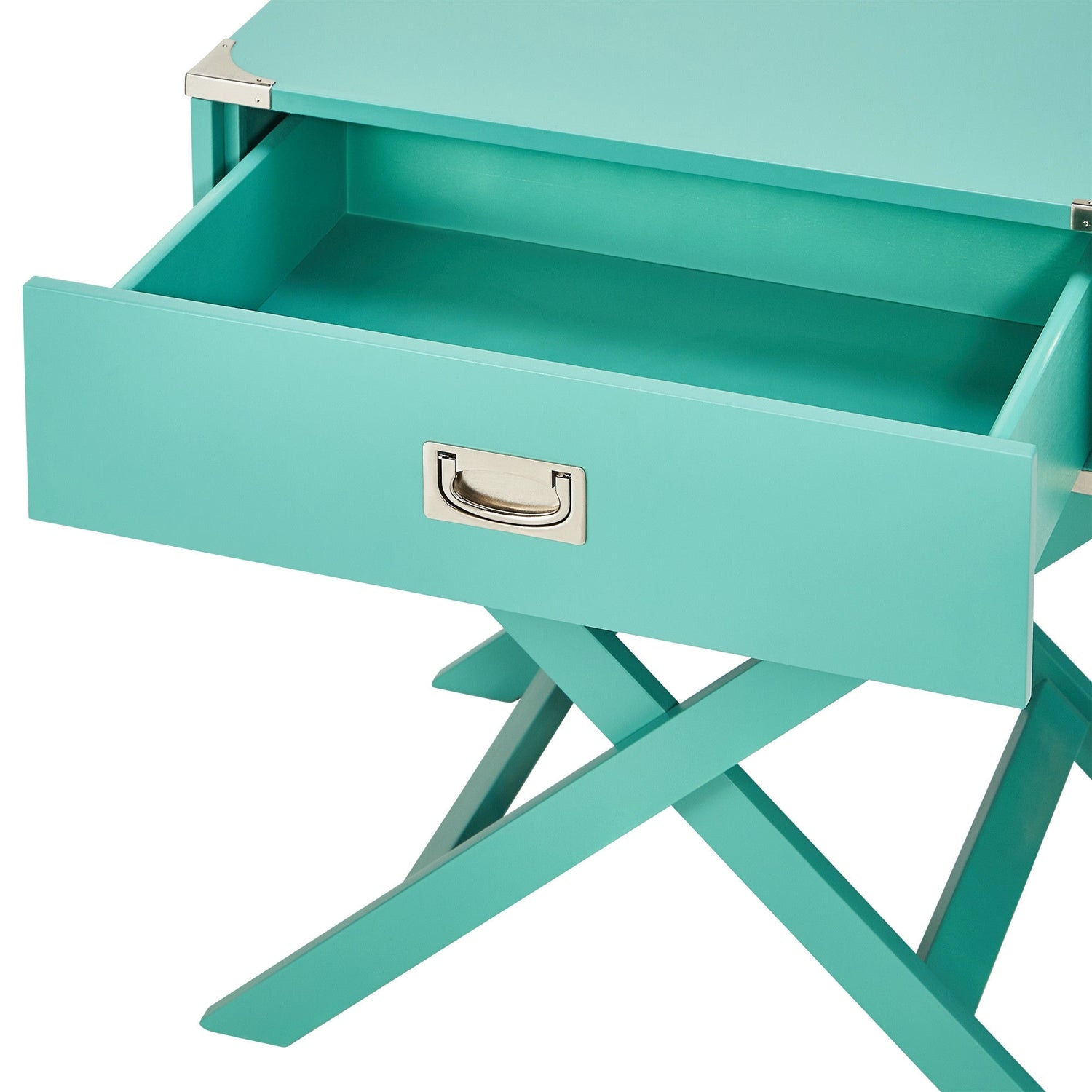 Marine Green Turquoise 1-Drawer Modern End Table Nightstand-4