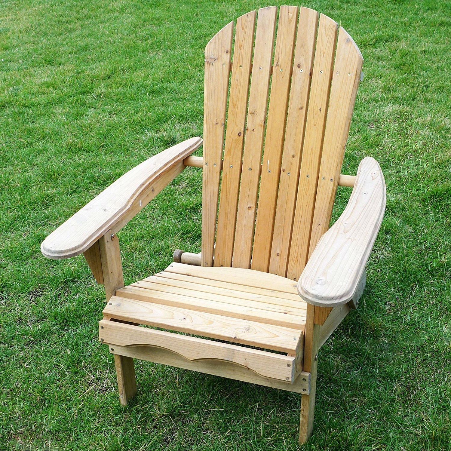 Folding Adirondack Chair for Patio Garden in Natural Wood Finish-0