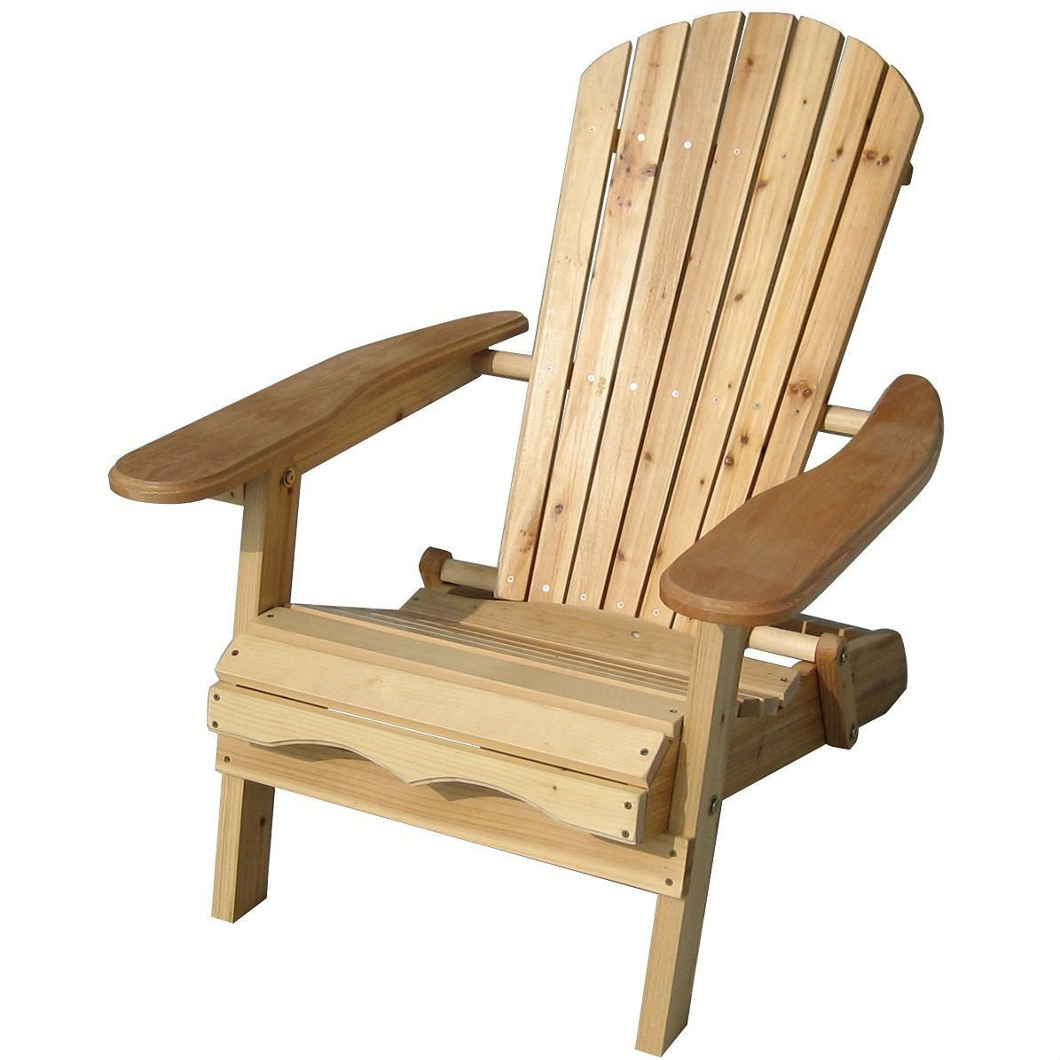 Folding Adirondack Chair for Patio Garden in Natural Wood Finish-2