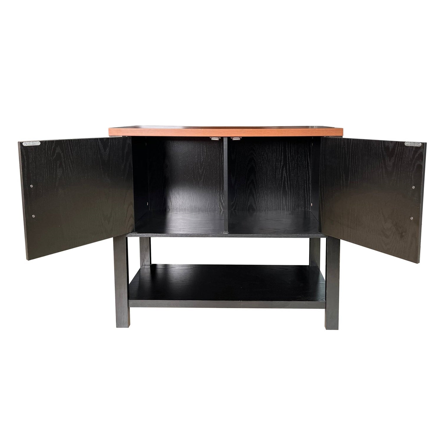 Modern 2 Drawer Wooden Storage Console Table Black/Walnut-1