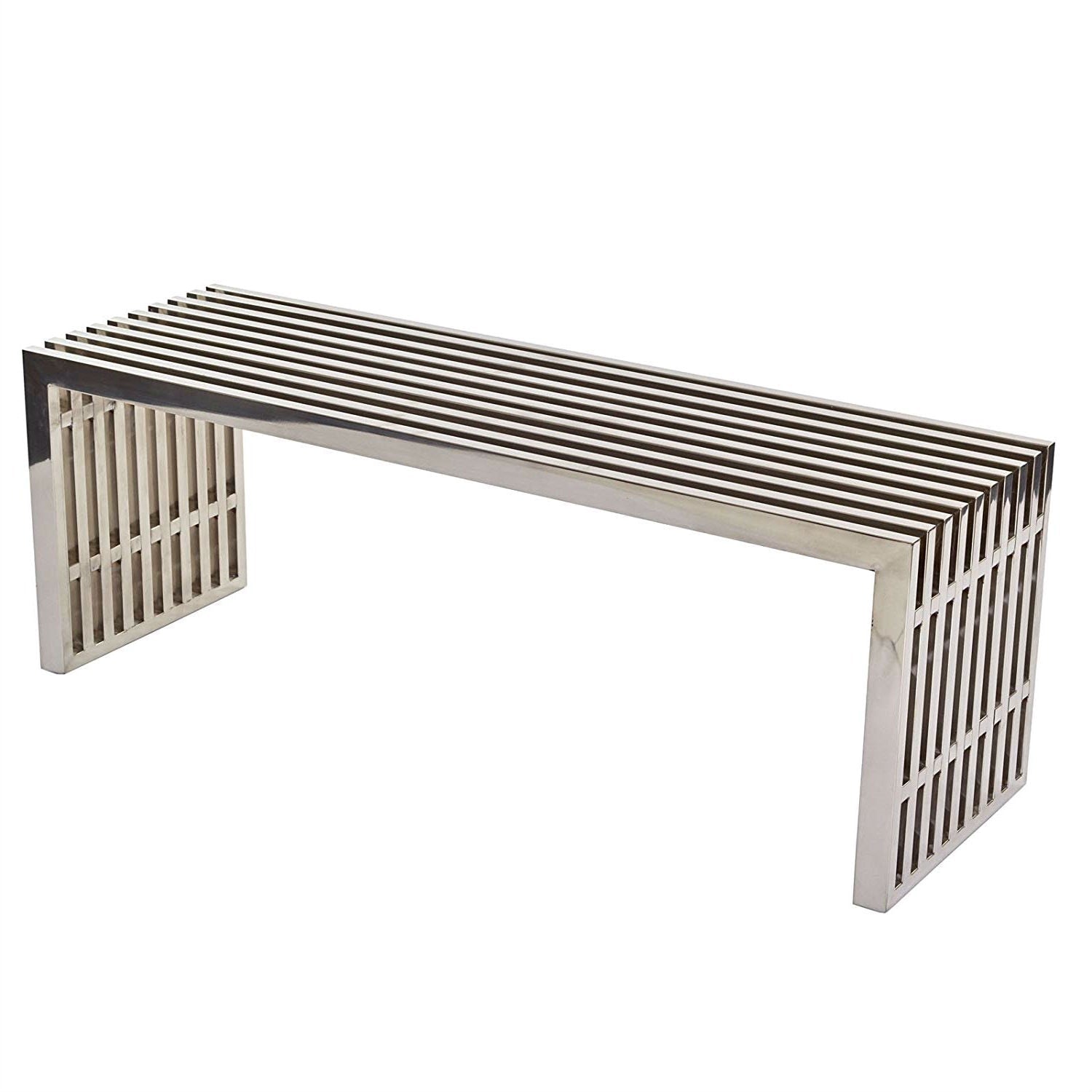 Modern Mid-Century Stainless Steel Accent Bench-0