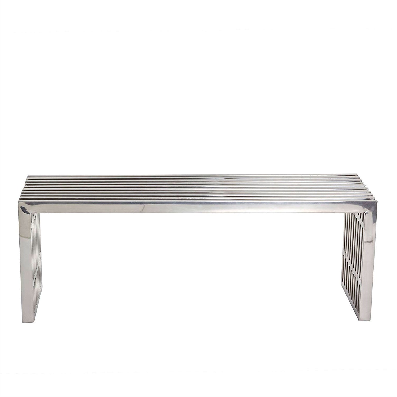 Modern Mid-Century Stainless Steel Accent Bench-1