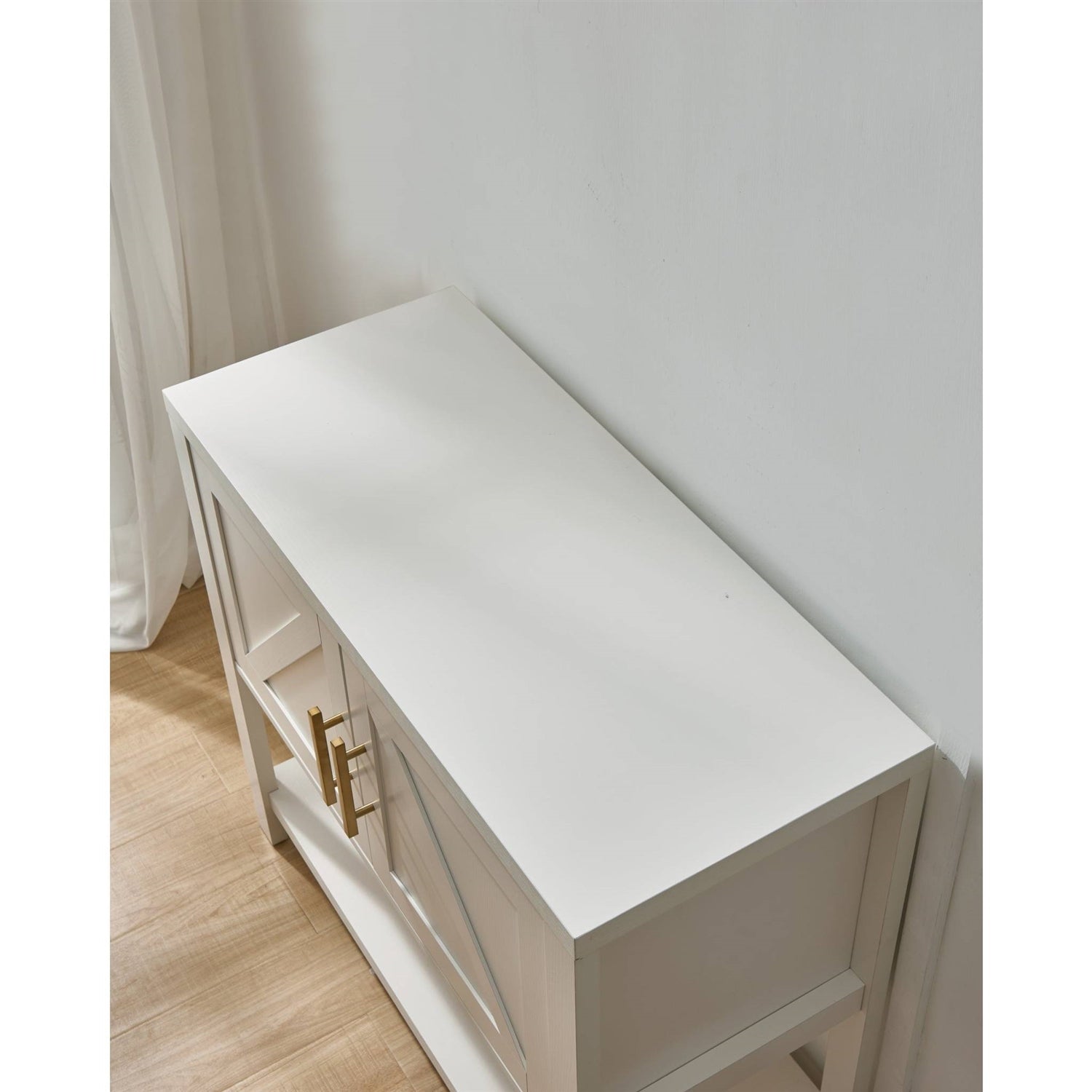 Modern 2 Drawer Wooden Storage Console Table White-2