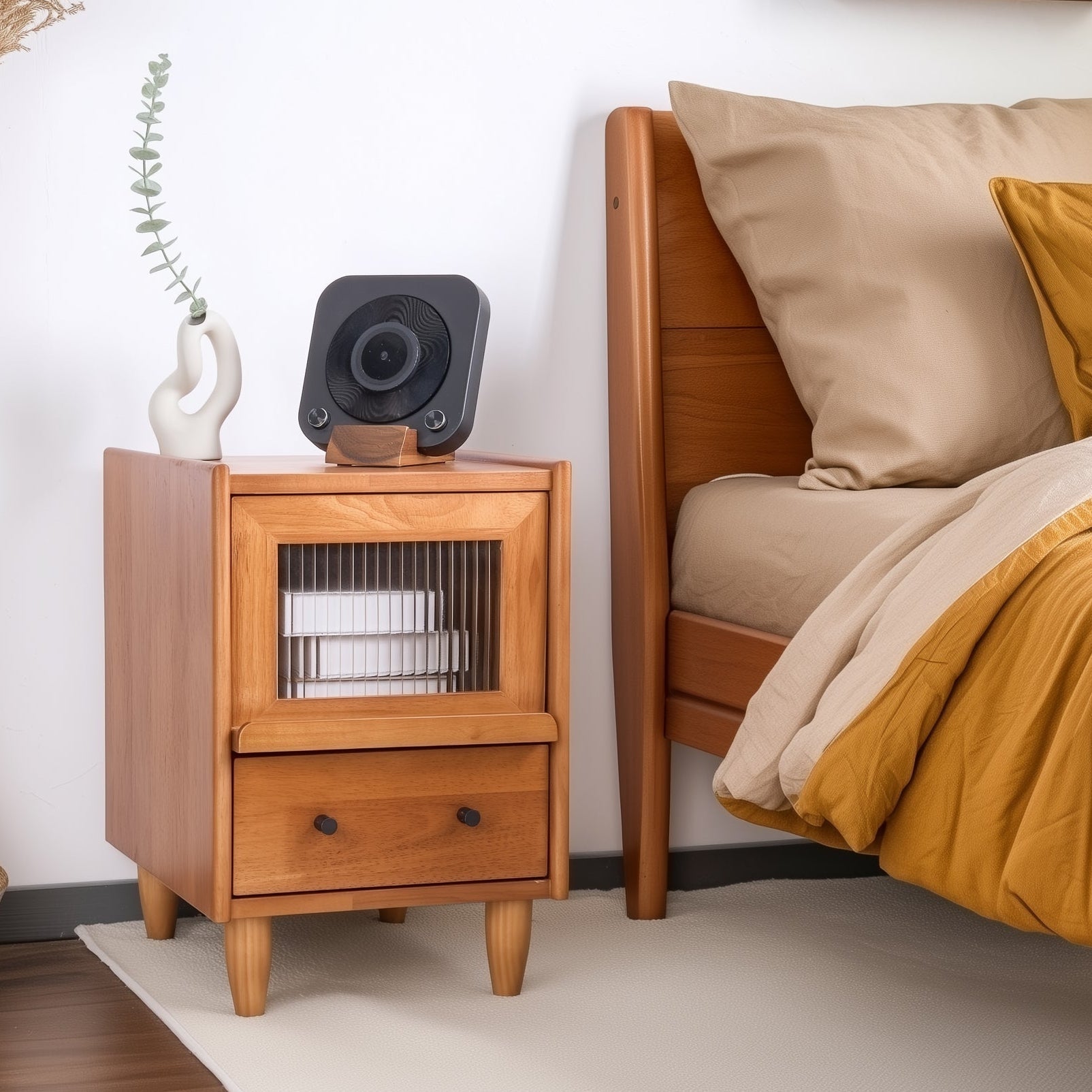 Vintage Nightstand Bedroom Minimalist Storage Cabinet-0