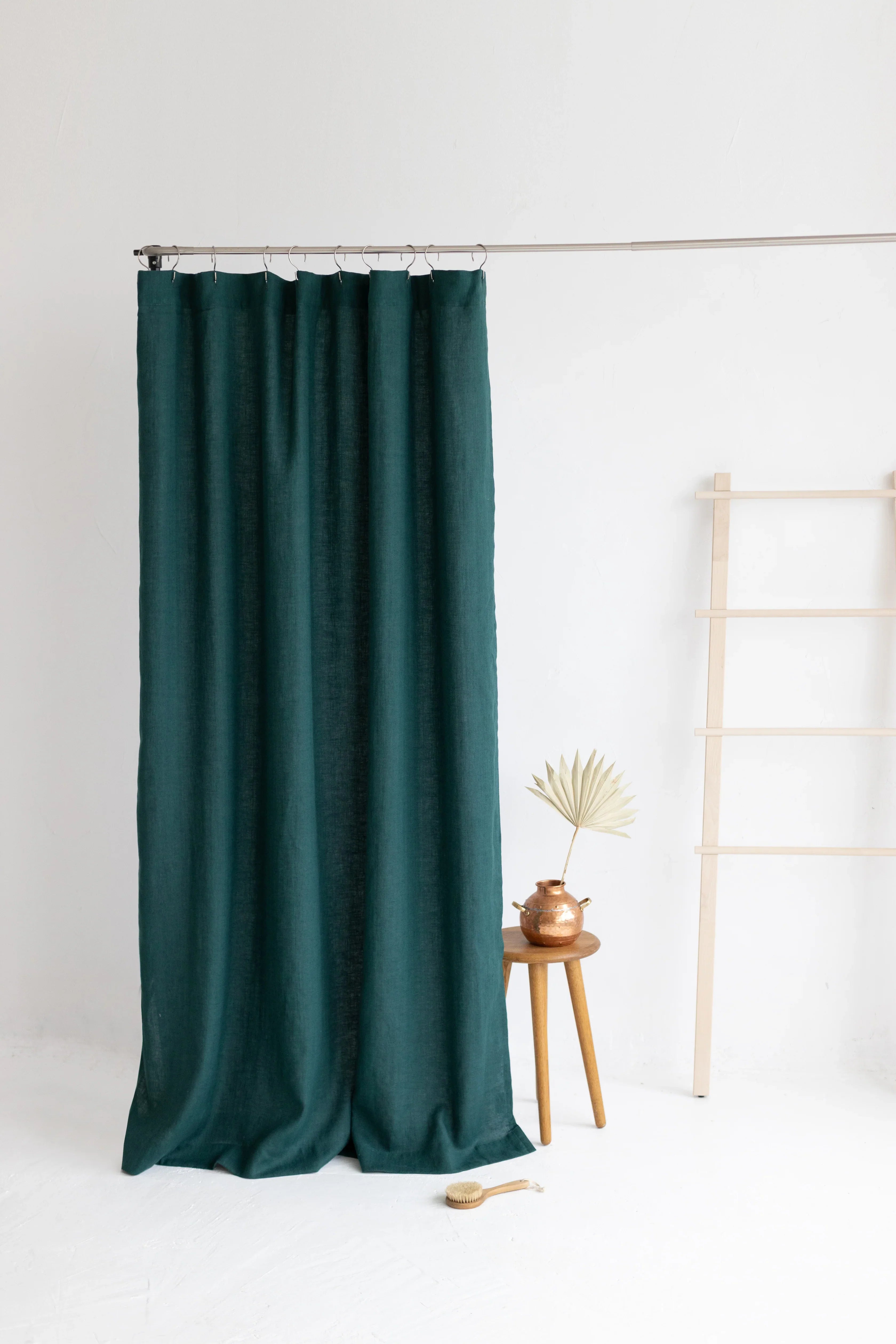 Atlantic Blue Linen Shower Curtain | Eco-Friendly, Mold-Resistant & Plastic-Free | UK Made-3