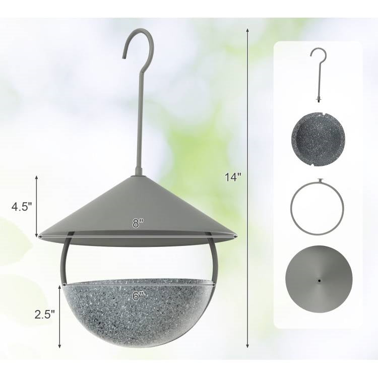 Small Hanging Bird Feeder with Metal Cone Rain Protector Top-2