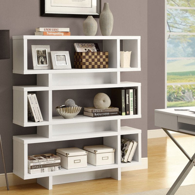 White Modern Bookcase Bookshelf for Living Room Office or Bedroom-0