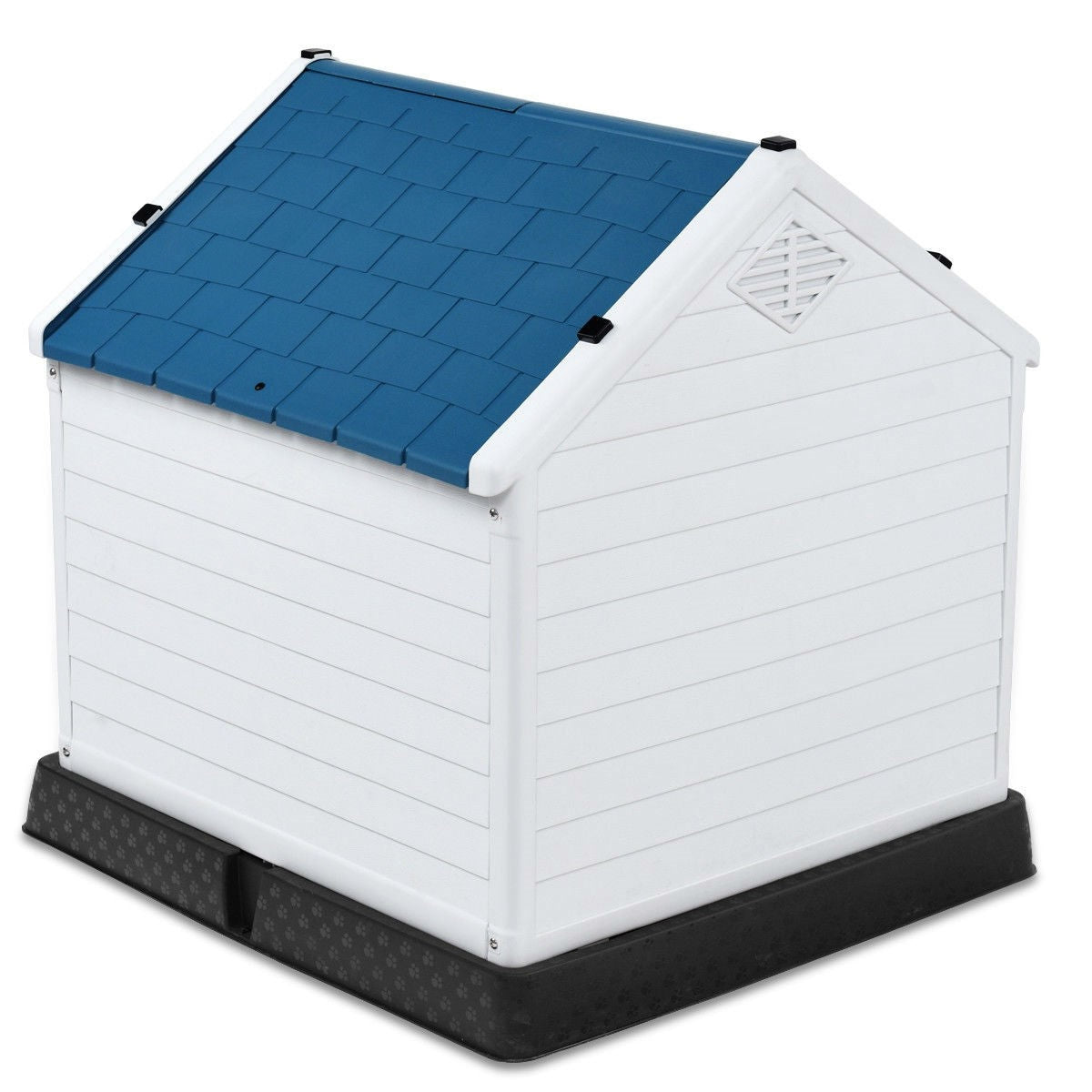 Medium size Outdoor Heavy Duty Blue and White Plastic Dog House-2