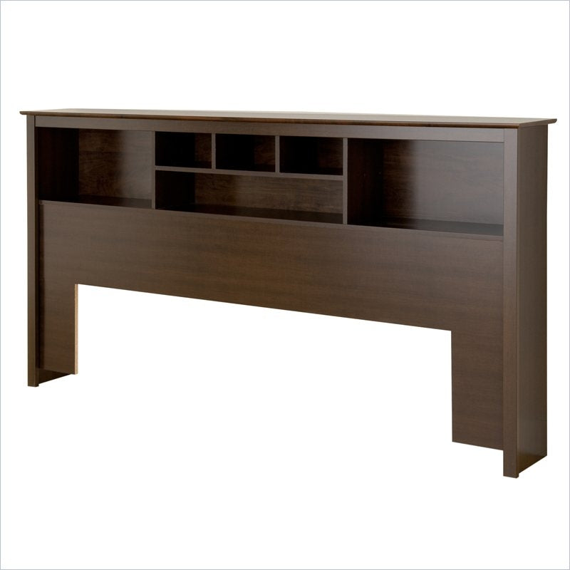 King size Bookcase Headboard in Espresso Wood Finish-0