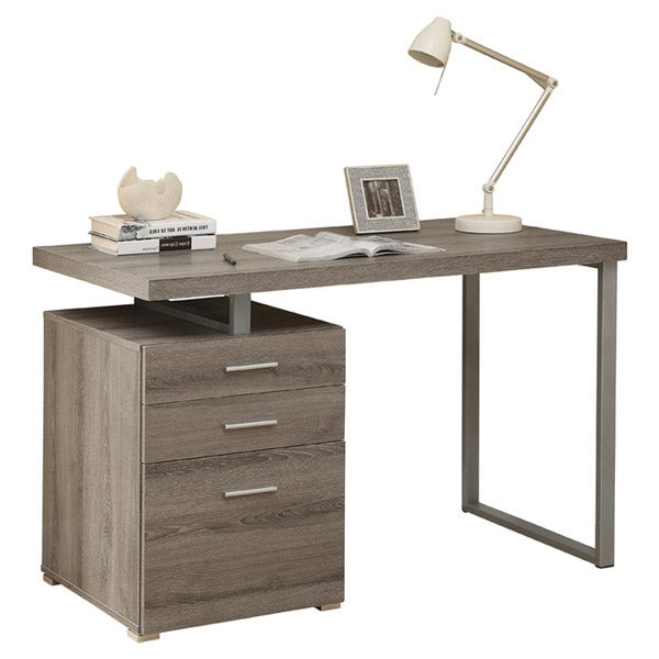 Modern Home Office Laptop Computer Desk in Dark Taupe Wood Finish-0