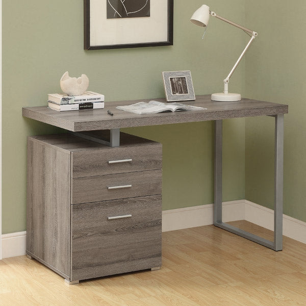 Modern Home Office Laptop Computer Desk in Dark Taupe Wood Finish-1