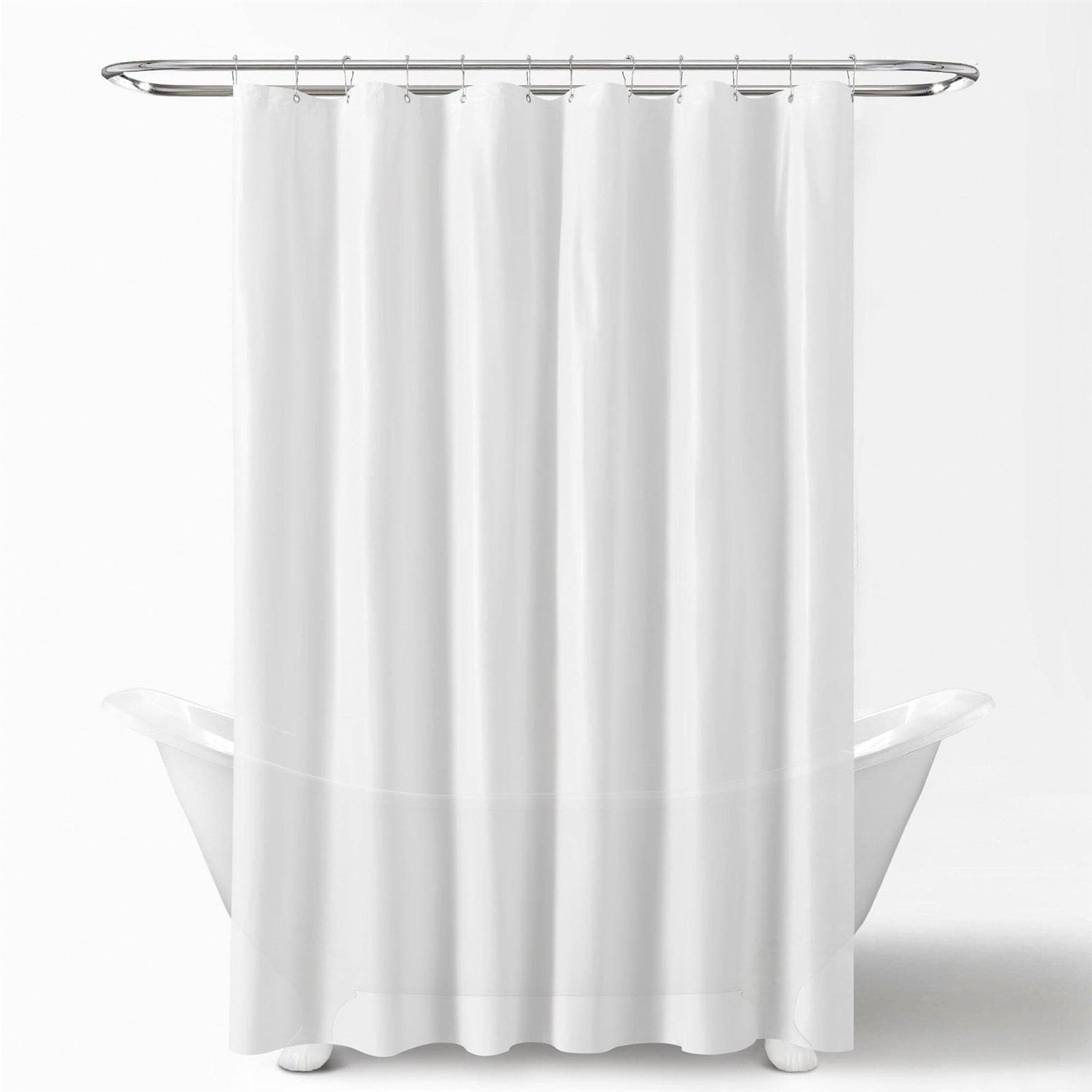 71-inch White Polyester Mildew Resistant Shower Curtain Liner-0