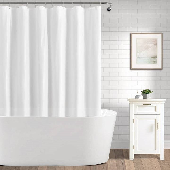 71-inch White Polyester Mildew Resistant Shower Curtain Liner-1