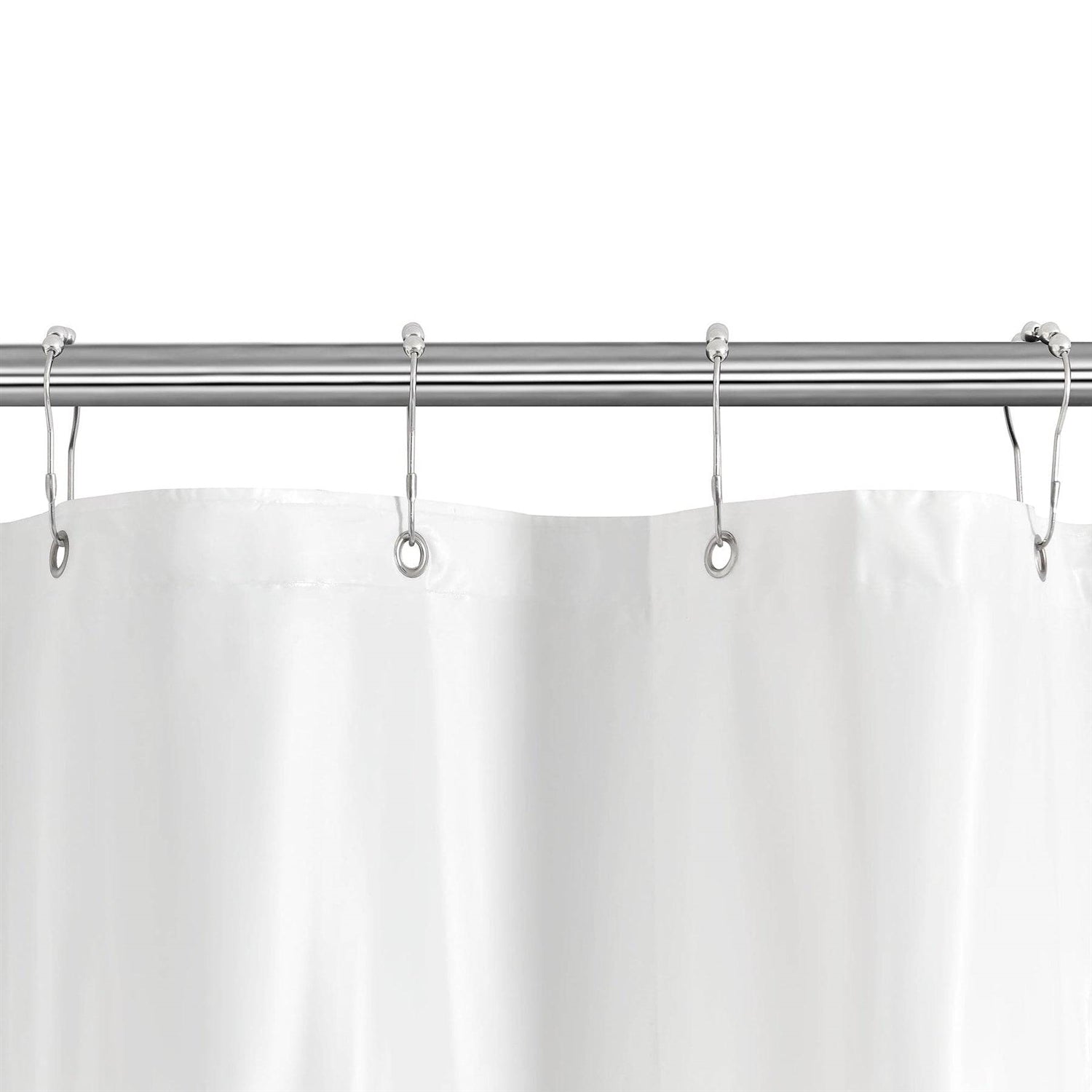 71-inch White Polyester Mildew Resistant Shower Curtain Liner-2