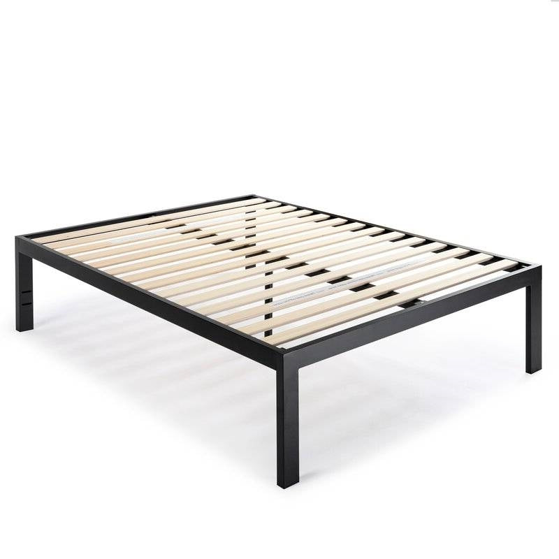 King size 18 Inch Easy Assemble Metal Platform Bed Frame Wooden Slats-0