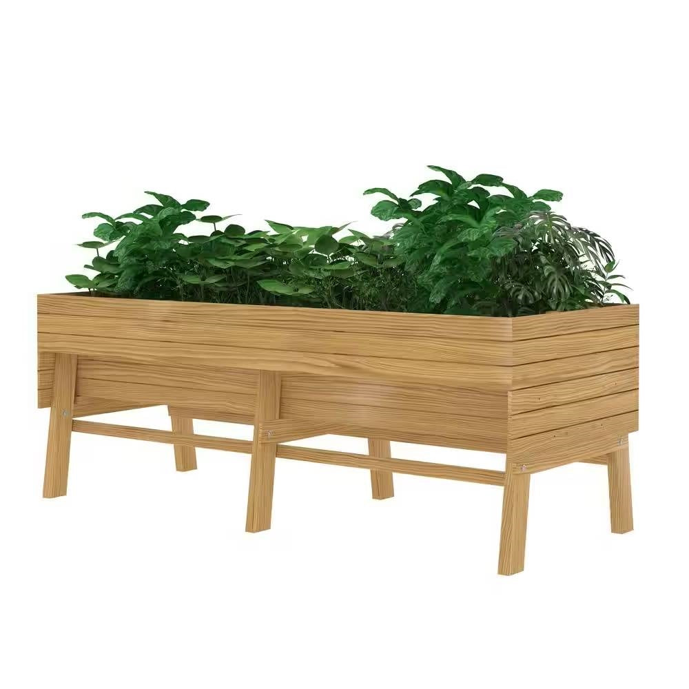 Outdoor Modern Natural Cedar Wood Raised Garden Bed Planter 70-inch x 31-inch-0