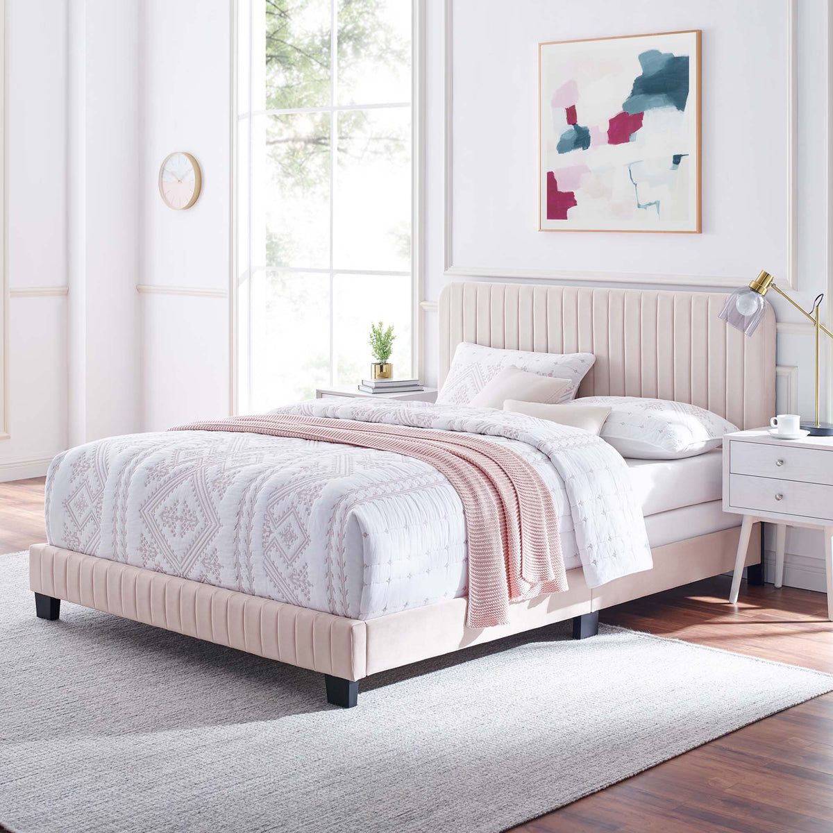 Celine Channel Tufted Performance Velvet Queen Bed by Modway