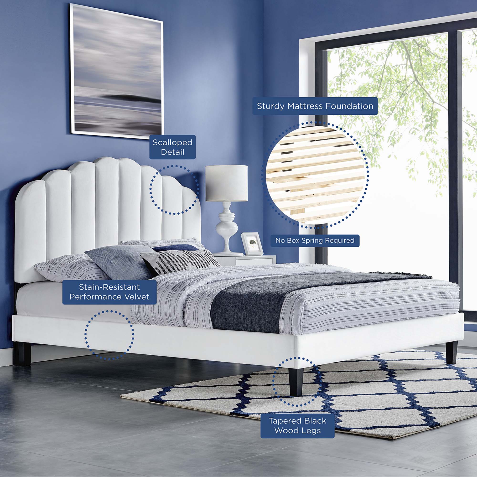 Daisy Performance Velvet Full Platform Bed by Modway
