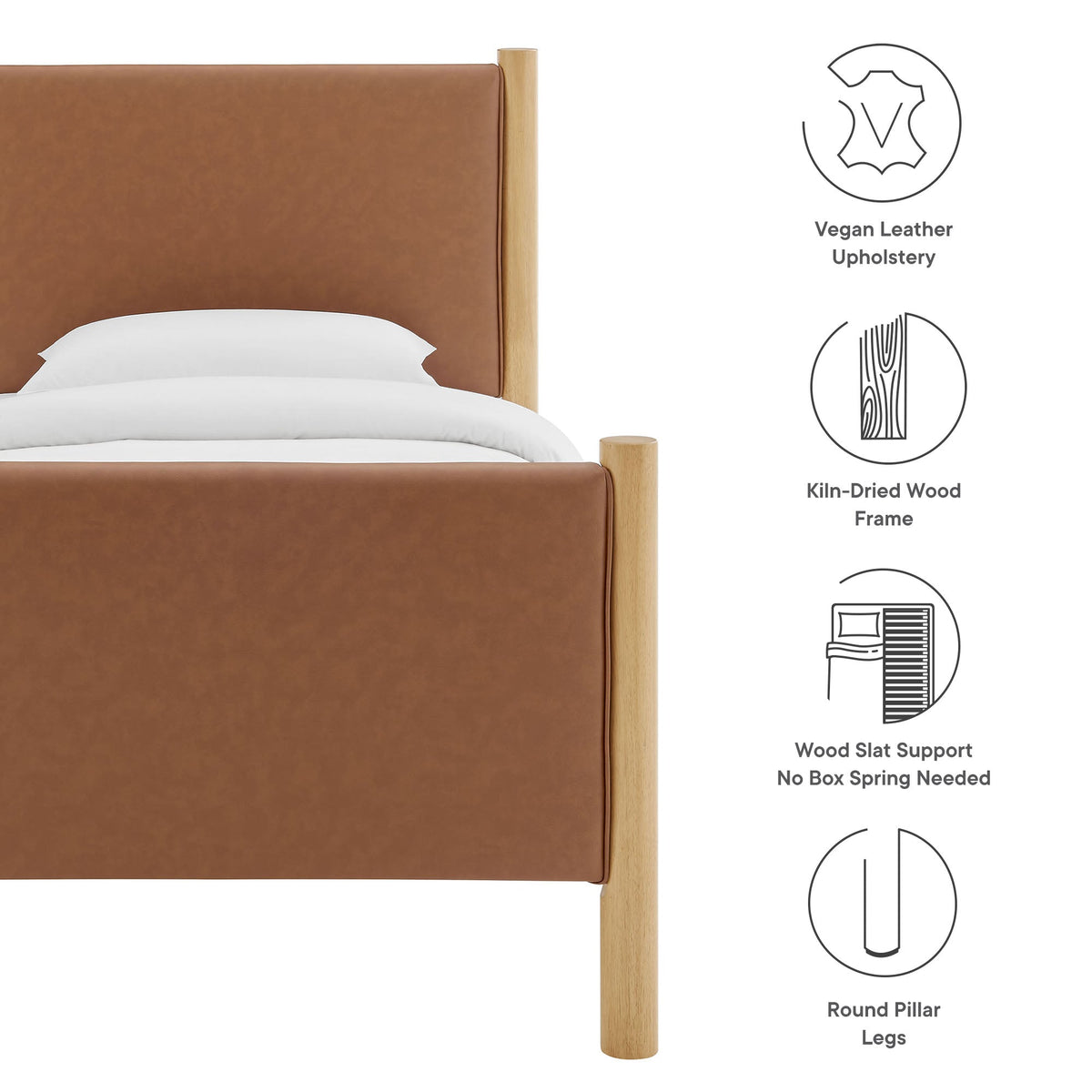 Maven Twin Size Vegan Leather Upholstered Platform Bed by Modway