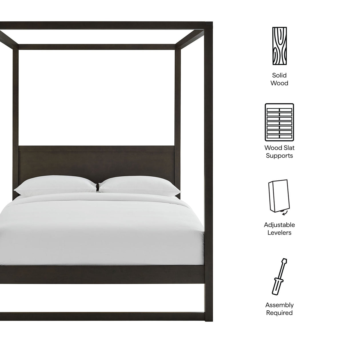 Alva Queen Wood Canopy Platform Bed by Modway