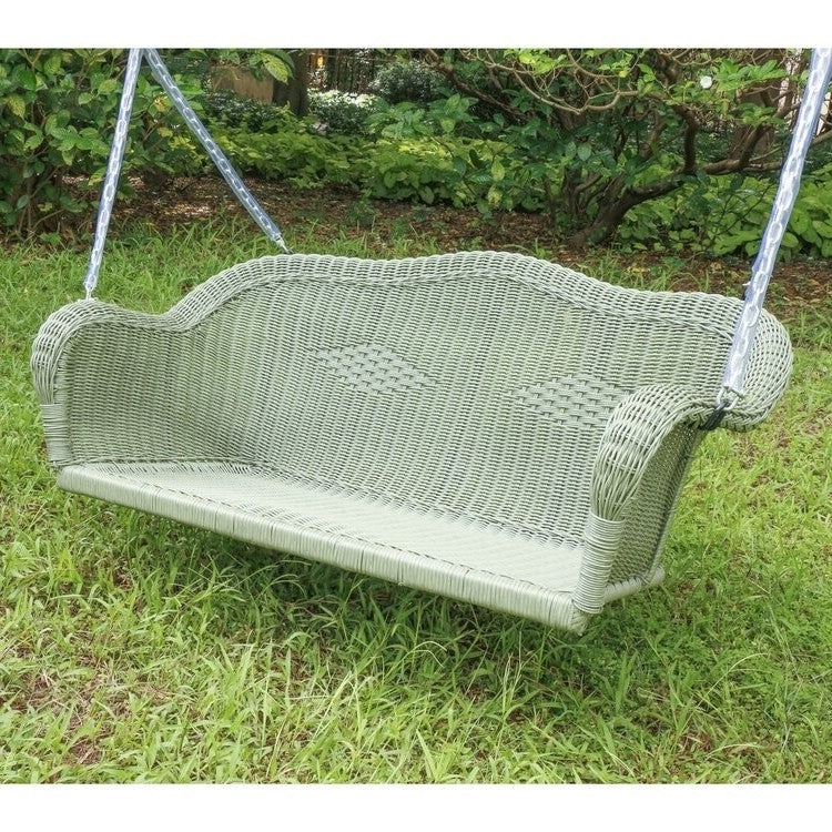 Resin Wicker Porch Swing with 4-ft Hanging Chain in Moss-0