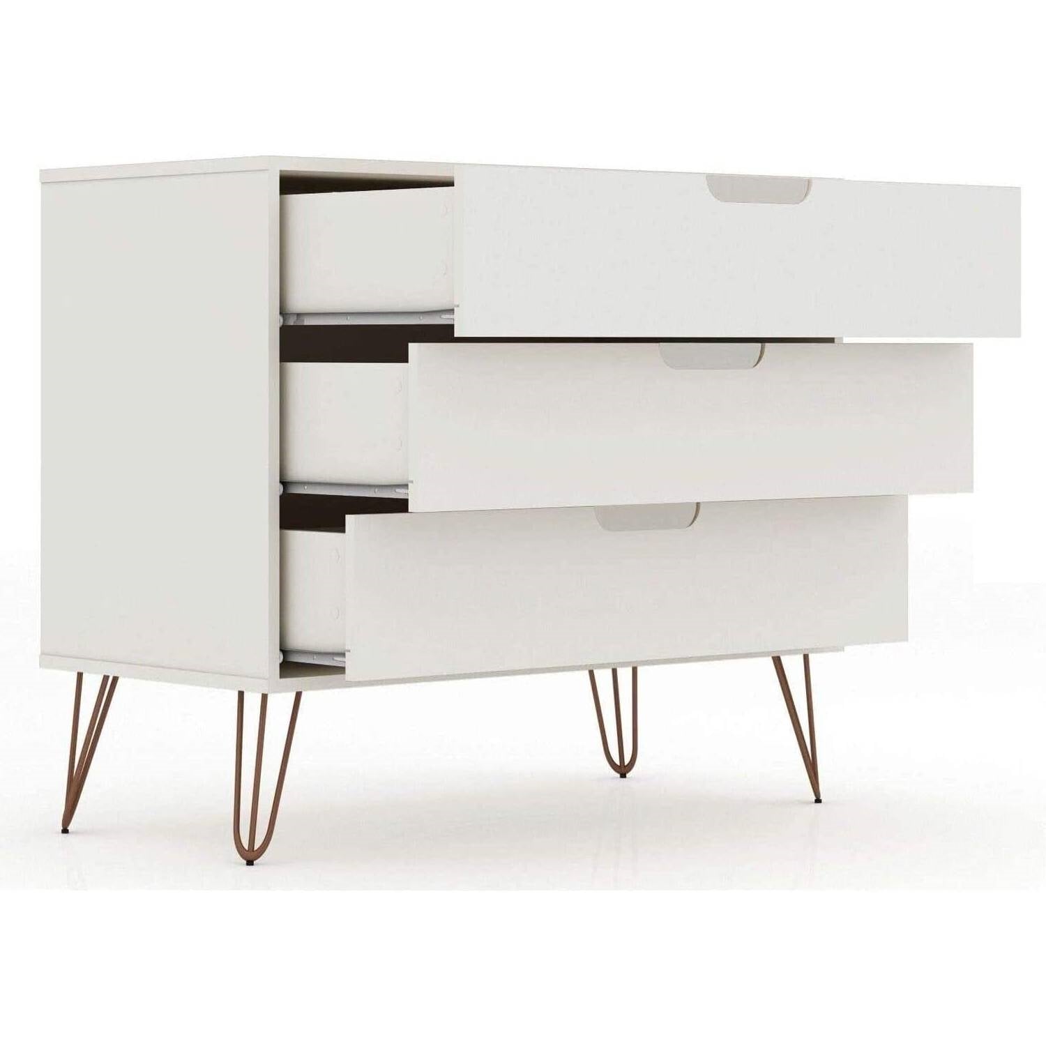 Modern Scandinavian Style Bedroom 3-Drawer Dresser in Off-White Finish-1