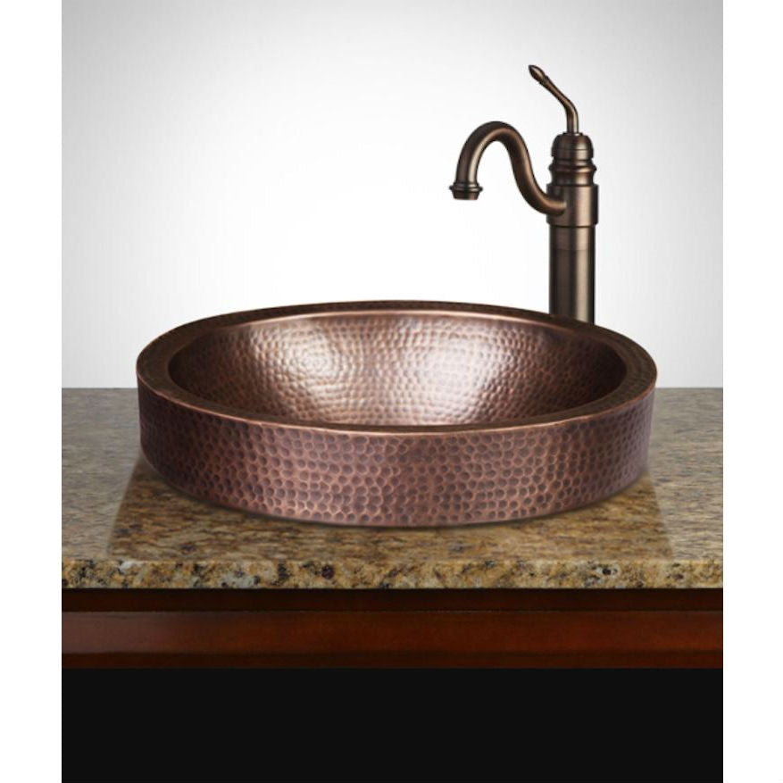 Oval Hammered Copper Bathroom Sink Drop-in or Vessel-3