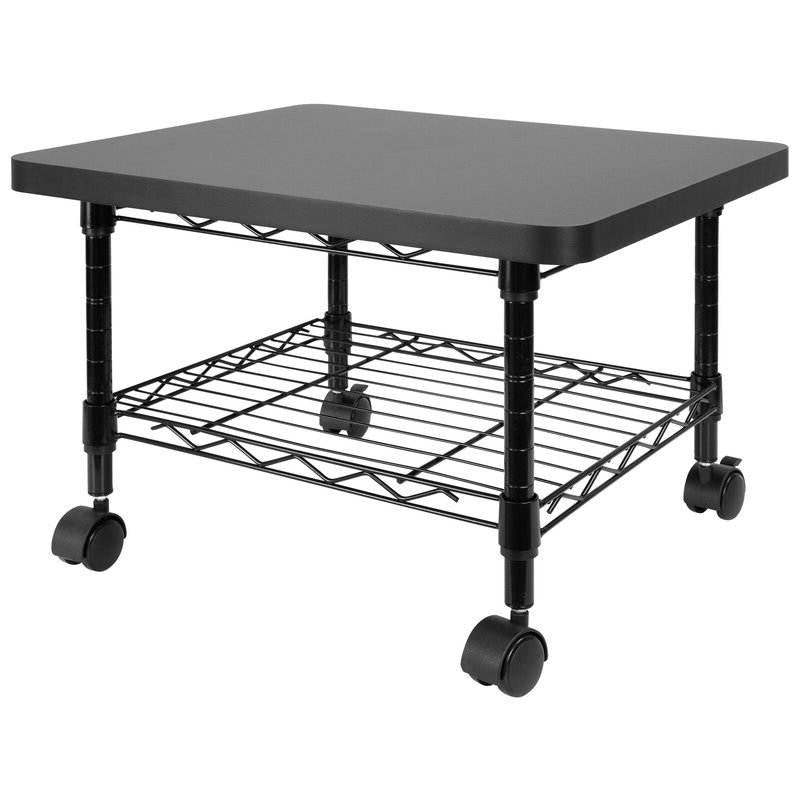 Multipurpose Black Metal 2-Tier Mobile Under Desk Printer Stand Cart w/ Casters-0