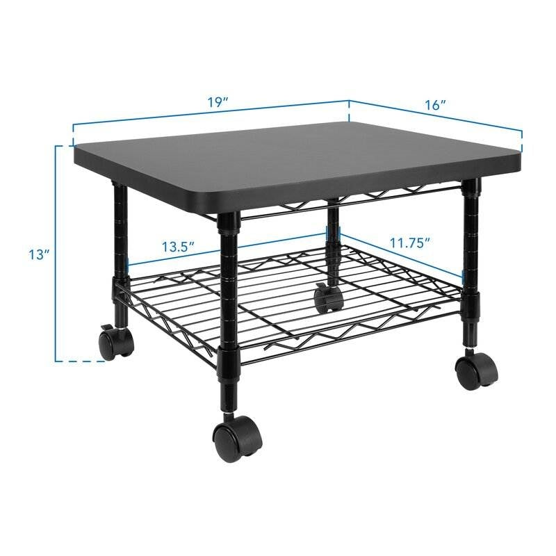 Multipurpose Black Metal 2-Tier Mobile Under Desk Printer Stand Cart w/ Casters-4