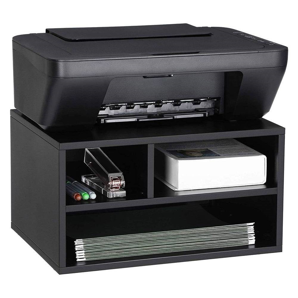 Modern Sturdy Black Metal Office Printer Stand with 2-Shelves-0