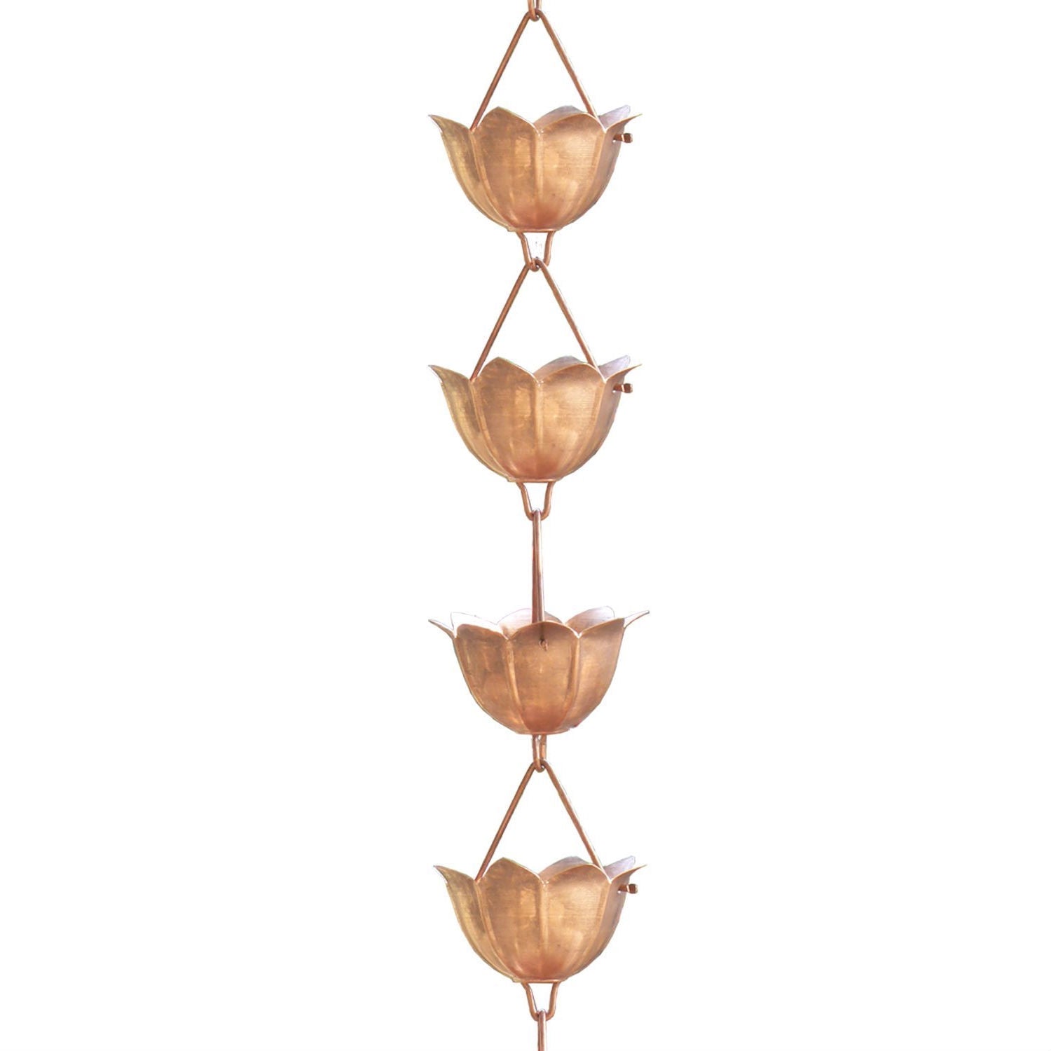 Lotus Flower 8.5-Ft Pure Copper Rain Chain for Rainwater Downspout-0