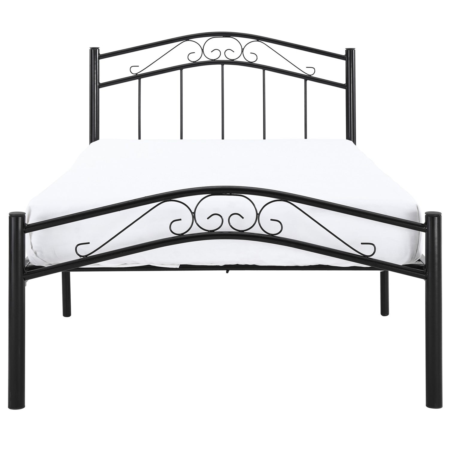 Twin size Black Metal Platform Bed with Headboard and Footboard-1