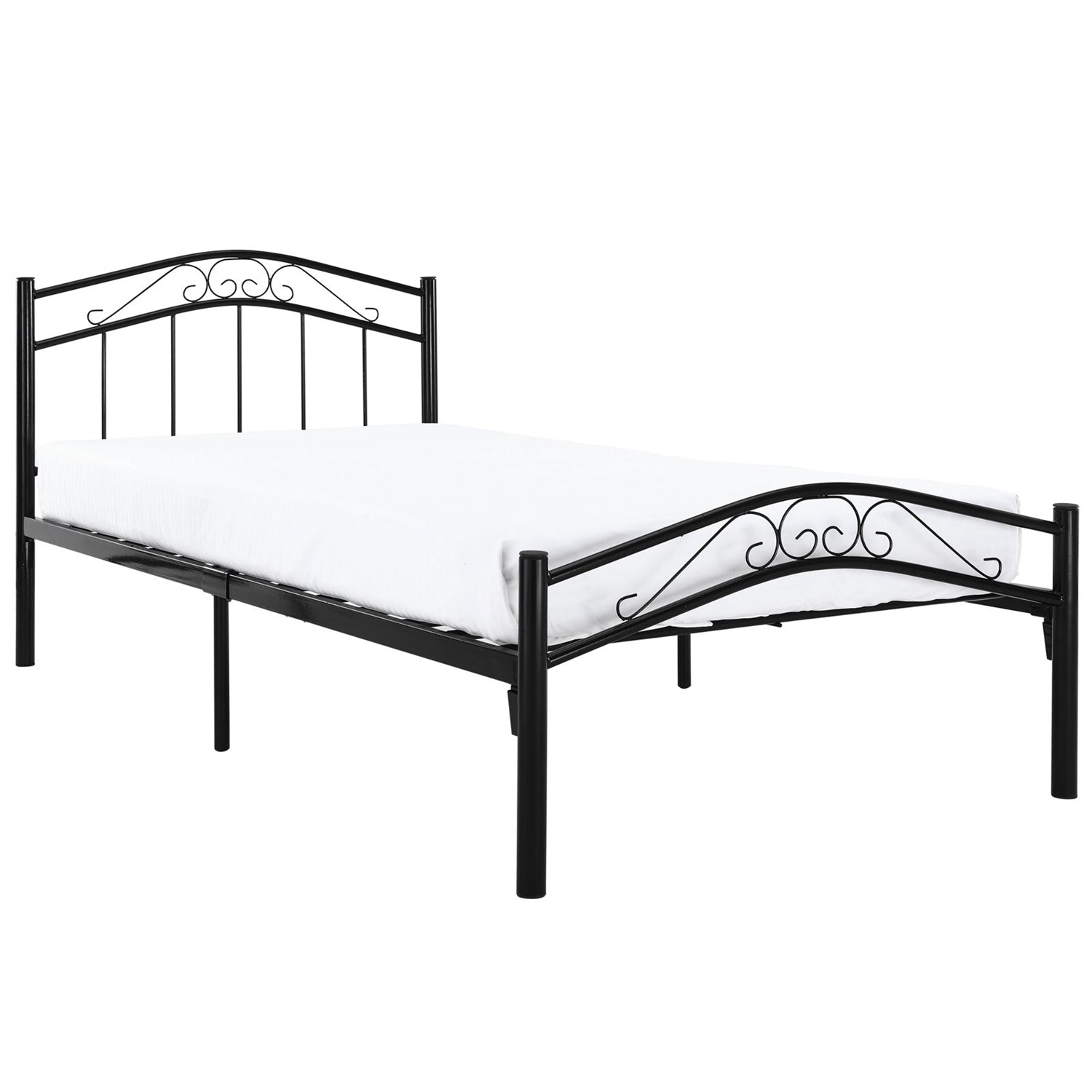 Twin size Black Metal Platform Bed with Headboard and Footboard-2