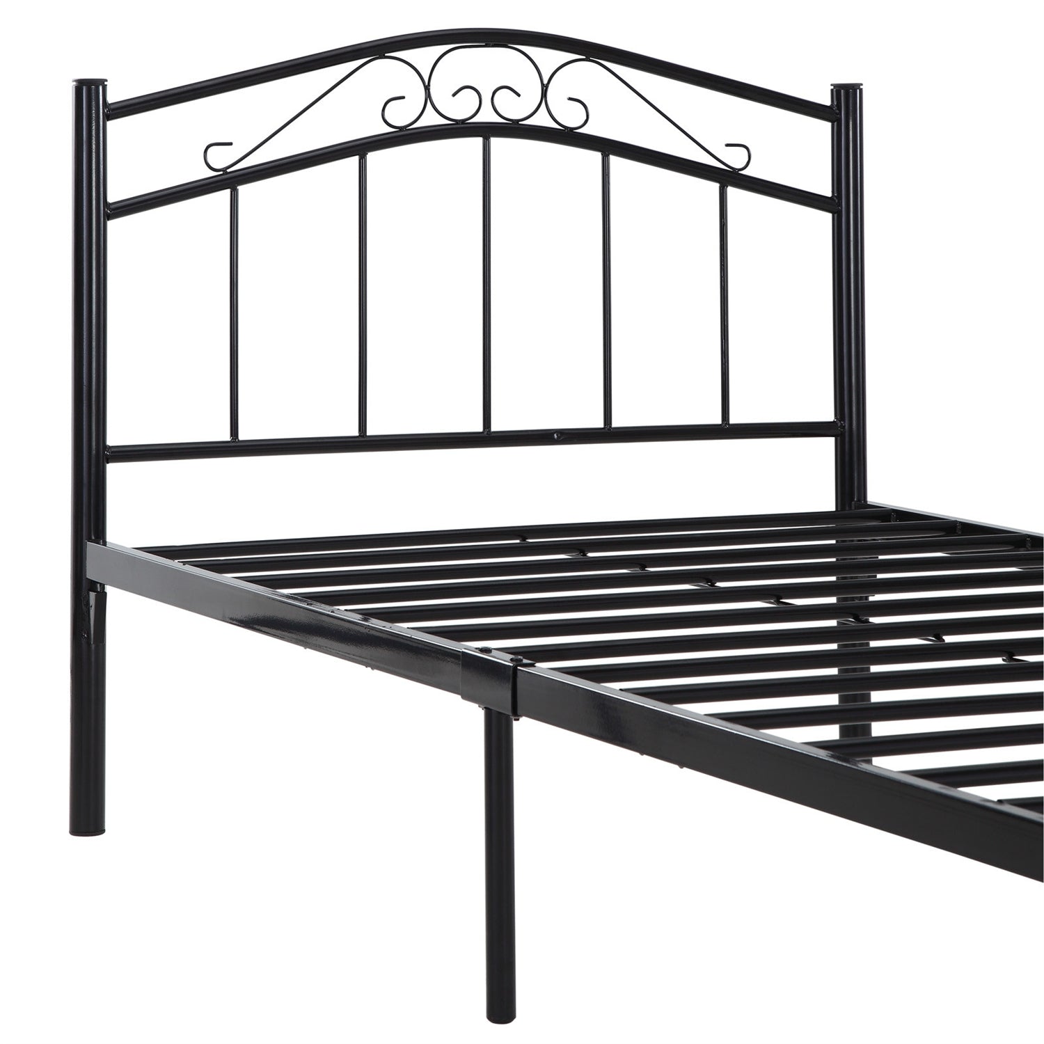 Twin size Black Metal Platform Bed with Headboard and Footboard-3