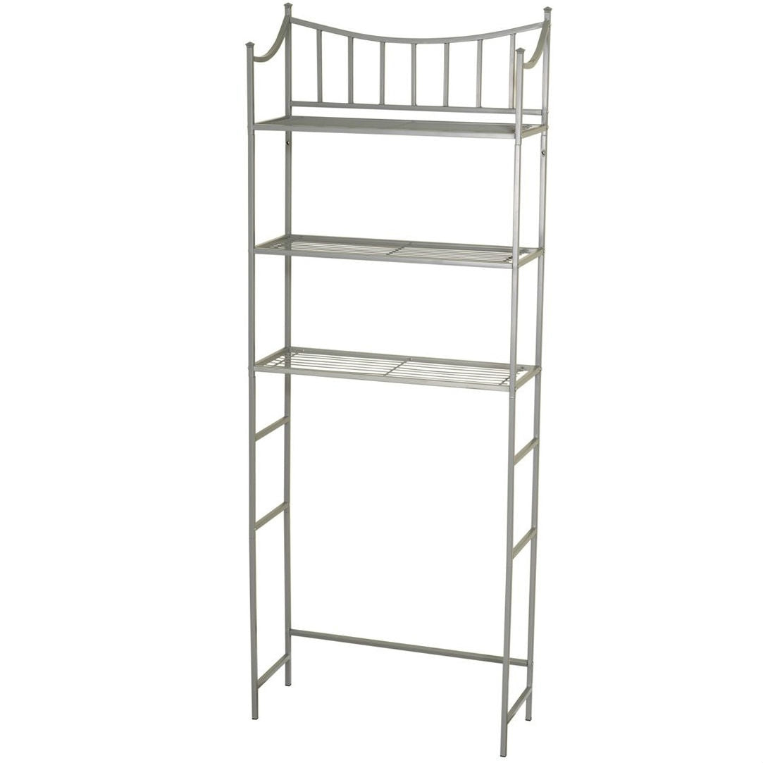 Bathroom Space Saving Over the Toilet Linen Tower Shelving Unit in Nickel Finish-1