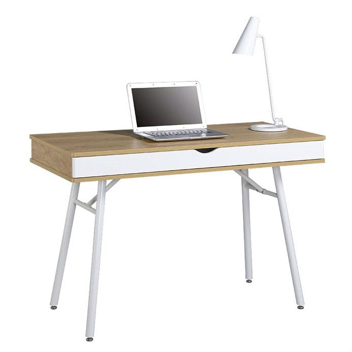 Modern Heavy Duty Laptop Computer Desk with Storage Drawer in Pine Wood Finish-0